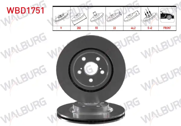 WALBURG WBD1751 | Fren Diski Ön Toyota Yaris 2020 2 Adet