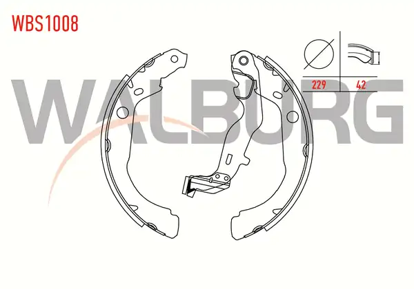 WALBURG WBS1008 | Fren Pabuç Balata Arka Dacia Duster 1 5 dCi Levyelı 229x42 mm 2012 Dacia Duster 1 6 16v 2012