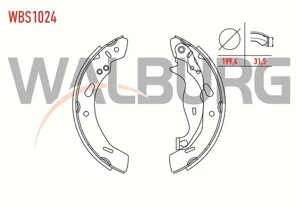 WALBURG WBS1024 | Fren Pabuç Balata Arka Ford Fiesta VI 1 4 TDCI 199 4x31 5 mm 2008 2012 Ford Fiesta VII 1 5 TDCI 2012