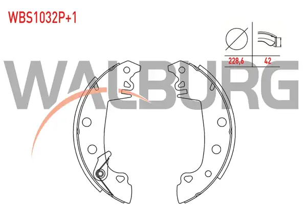 WALBURG WBS1032P-1 | Fren Pabuç Balata Arka Percinli 228 6x42 mm 1mm Daha Kalın Fiat 131