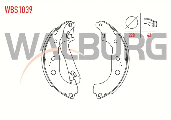 WALBURG WBS1039 | Fren Pabuç Balata Arka Fiat Doblo 119 223 1 3 Mjt Levyelı 228x42 mm 2001 2010 Doblo 1 6 Mjt 2001 2010 Combo D 1 6 CDTI 2012