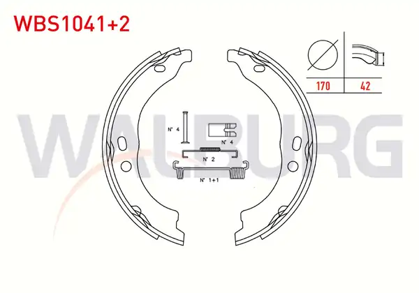 WALBURG WBS1041-2 | El Fren Balatası Kit 170x42 2mm Daha Kalın Fiat Ducato