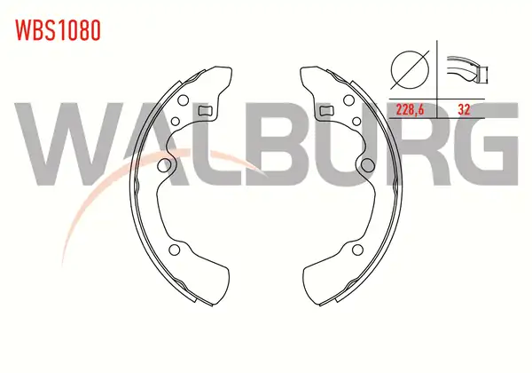 WALBURG WBS1080 | Fren Pabuç Balata Arka Mazda 626 III Gd 1 8i 228 6x32 mm 1987 1992 Mazda 626 III Gd 2 0i 16v 1987 1992