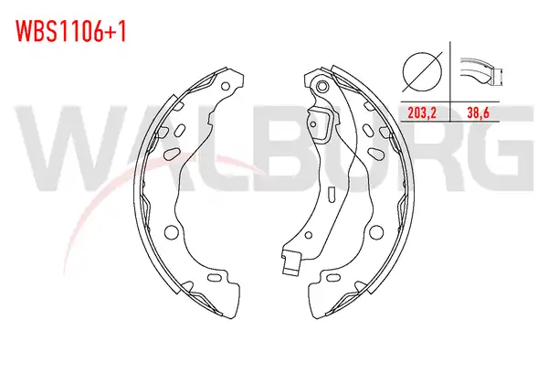 WALBURG WBS1106-1 | Fren Pabuç Balata Arka 1mm Daha Kalın Dacia Logan Ls 1 5 dCi Levyelı 203 2x38 6 mm 2004 2012