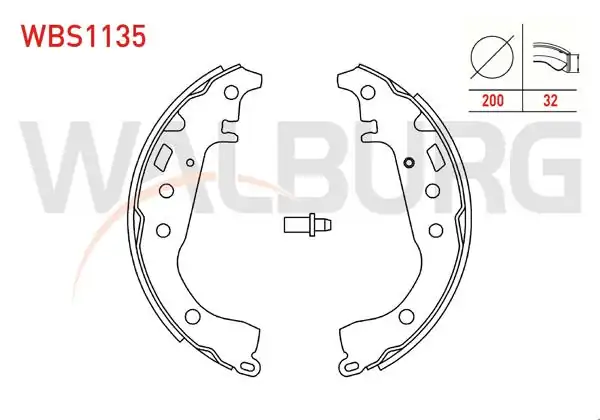 WALBURG WBS1135 | Fren Pabuç Balata Arka 200X32 Toyota Yaris 1.0İ-1.3İ 1999-2005 / Celıca 1.8 1993-2005