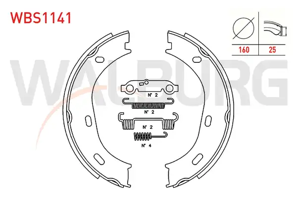 WALBURG WBS1141 | El Fren Balata Arka Aksesuarli 160x25mm Mercedes