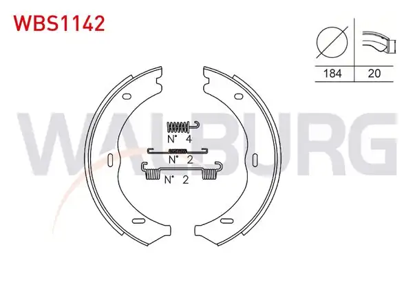WALBURG WBS1142 | El Fren Balata Arka Aksesuarlı 184X20 Mercedes Vito (W639) 109-110-111-113-115-116 CDI 2003-2014 / Vito (W447) 109-111-114-116-119 CDI 2014-/ Viano (W639) 2.0-2.2 CDI 2003-2014