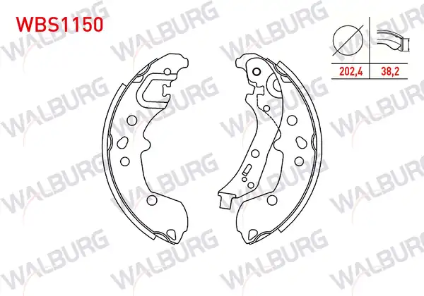 WALBURG WBS1150 | Fren Pabuç Balata Arka Levyelı 202 4x38 2mm Volkswagen Polo Aw1 2018 Seat Ibiza V Kj1 2017