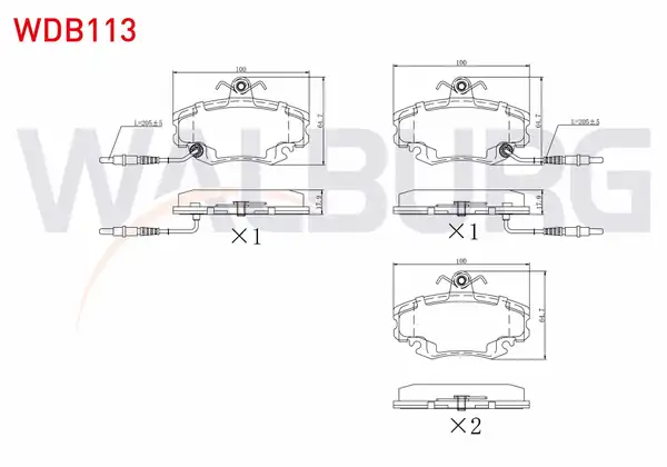 WALBURG WDB113 | Fren Balata Ön Fişli Renault Clio Symbol