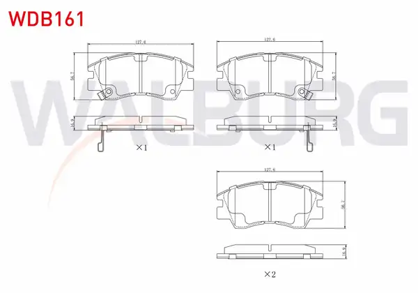 WALBURG WDB161 | Fren Balata Ön Ikazlı Mitsubishi L 300 P0w P1w 2 5 D 1986 2006 L 200 K3t K2t K1t K0t 2 5 D 1986 1996
