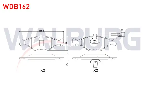 WALBURG WDB162 | Fren Balata Fişli Ön Fiat Palio