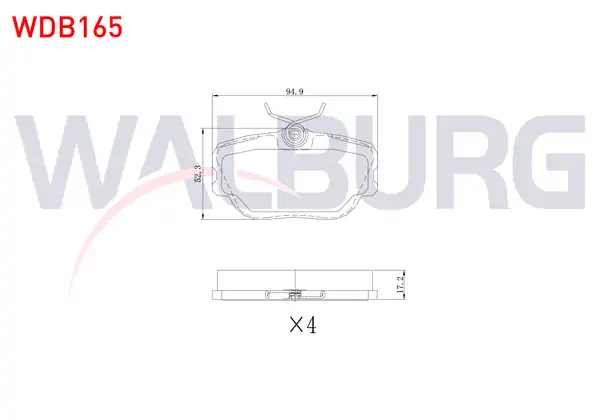 WALBURG WDB165 | Fren Balata Ön Mercedes 190 (W201) 2.0 1982-1993 / (W201) E 2.5 1982-1993 / (W201) 2.3 1982-1993 / (W201) 2.5 D 1982-1993