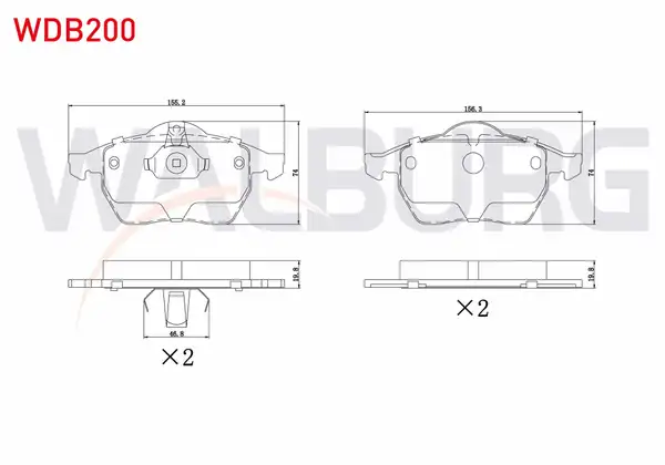 WALBURG WDB200 | Fren Balata Ön Opel Vectra B 2 0i 1995 2003 Vectra B 2 5 V6 1995 2003 Calıbra A 2 0i 1995 2003