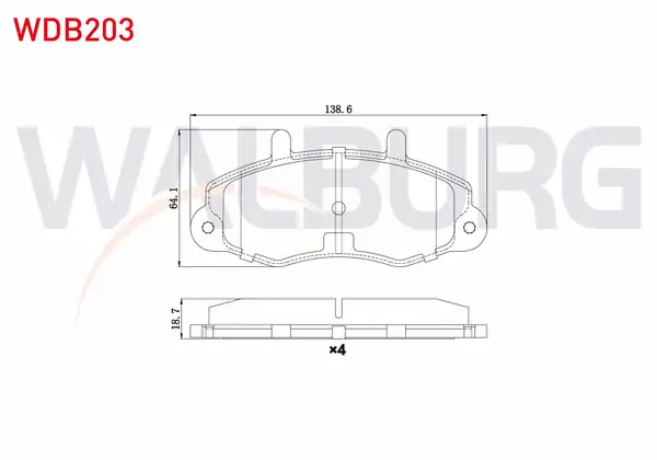 WALBURG WDB203 | Fren Balata Ön Ford Transit T12 2 5 D 18 80mm 1991 1998