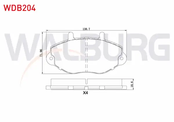WALBURG WDB204 | Fren Balata Ön Ford Transit E_ _ 2 5 Dı T15 18 80mm 1994 2000