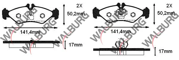 WALBURG WDB241 | Fren Balata Arka Mercedes Sprinter 2t 901 902 210 D 1995 2006 Sprinter 2t 901 902 208 D 1995 2006