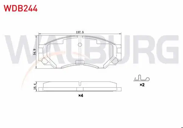 WALBURG WDB244 | Fren Balata Ön Mitsubishi L 200 (K7t,K6t) 2.5 TD 1996-2007 / L 200 (K7t,K6t) 2.0 1996-2007 / L 200 (K7t,K6t) 2.5 D 1996-2007