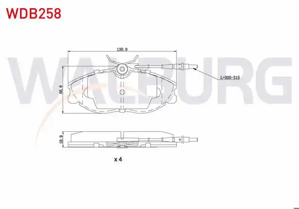 WALBURG WDB258 | Fren Balata Ön Fişli Peugeot 406 (8B) 2.0İ 15 Jant 1995-2004 / 406 (8B) 2.0 HDI 15 Jant 1995-2004