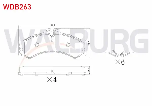 WALBURG WDB263 | Fren Balata Ön Arka Mercedes Sprinter 4t 904 412 D 4q 1995 2006 Sprinter 4t 904 413 CDI 4q 1995 2006