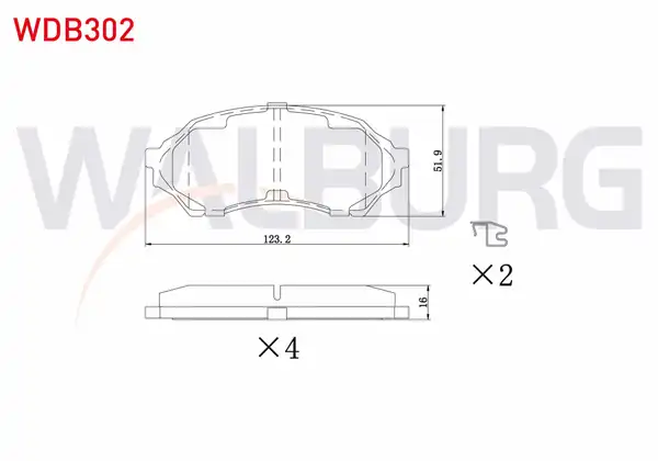 WALBURG WDB302 | Fren Balata Ön Mazda 323 VI Bj 1 4i 16v 1998 2004 323 VI Bj 1 5i 16v 1998 2004 323 VI Bj 1 6i 1998 2004