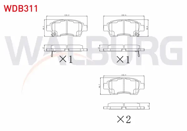 WALBURG WDB311 | Fren Balata Ön Ikazlı Toyota Yaris _cp10 1 0i 1999 2005 Yaris _cp10 1 3i 1999 2005