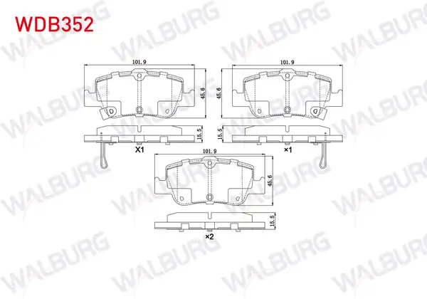 WALBURG WDB352 | Fren Balata Arka Ikazlı Toyota Corolla