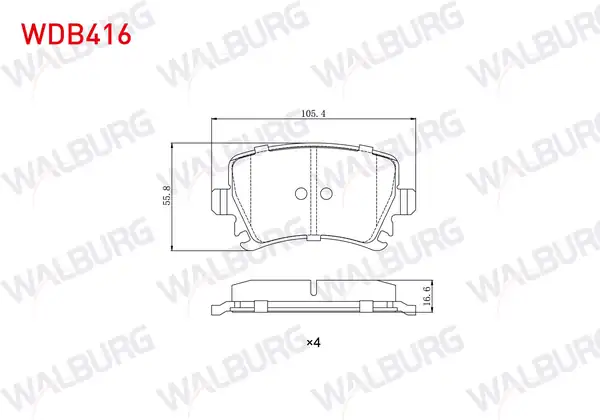 WALBURG WDB416 | Fren Balata Arka Golf V