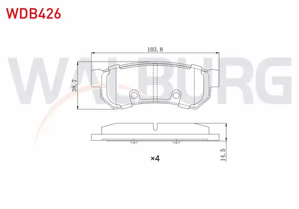 WALBURG WDB426 | Fren Balata Arka Chevrolet Lacetti J200 1 6i 2006 2012 Chevrolet Lacetti J200 1 4i 16v 2006 2012