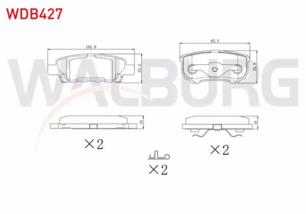WALBURG WDB427 | Fren Balata Arka Mitsubishi Lancer VII