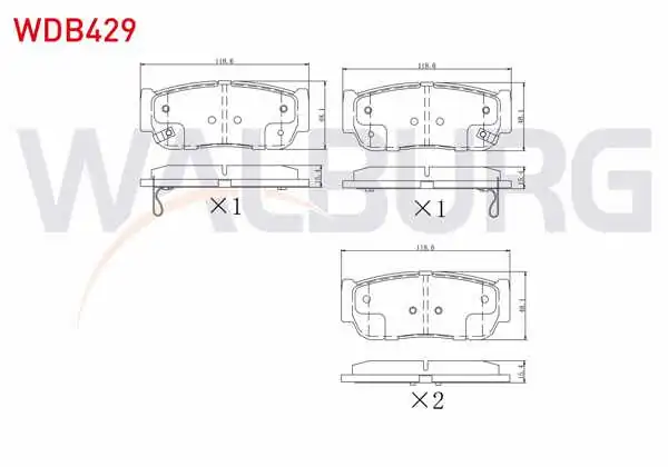 WALBURG WDB429 | Fren Balata Arka Ikazlı Hyundai Santa Fe
