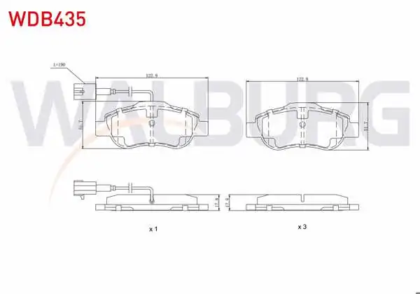 WALBURG WDB435 | Fren Balata Ön Fişli Fiat Fiorino