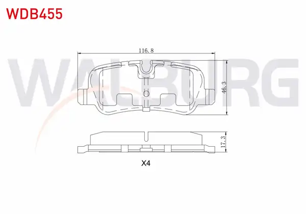 WALBURG WDB455 | Fren Balata Arka Land Rover Rangerover III 3.0 TD 6 2002-2012 / Land Rover Discovery (Taa) 2.7 TD 2004-2010