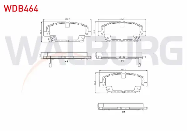 WALBURG WDB464 | Fren Balata Ön Ikazlı Honda Civic VIII