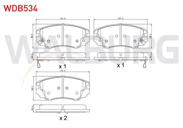 WALBURG WDB534 | Fren Balata Ön Ikazlı Opel Insignia 1.6 16 Jant 2008-/ Insignia 1.6 T 2008-/ Insignia 2.0 CDTI 130 Hp 2008 -