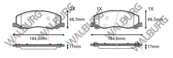 WALBURG WDB535 | Fren Balata Ikazlı On Opel Insignia 2.0 T 18 Jant 2008-/ Insignia 2.0 CDTI 2008 -