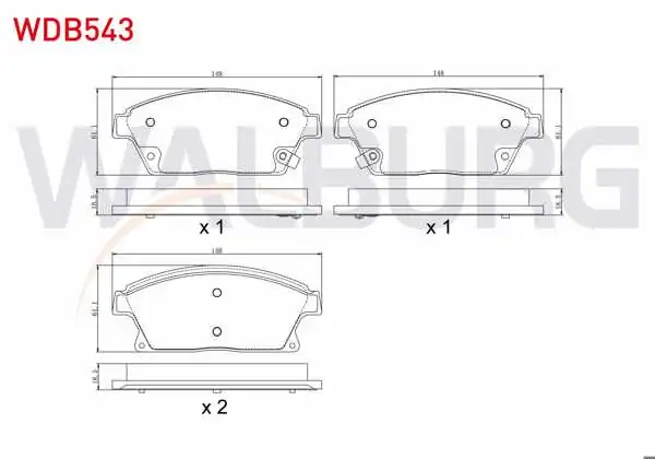WALBURG WDB543 | Fren Balata Ön Ikazlı Opel Astra J 1.6İ 16 Jant 2009-2016 / Mokka 1.4 2012-/ Zafira C 1.6 2011-/ Chevrolet Trax 1.6 2012-2014 / Cruze 1.6 2009-2014 /