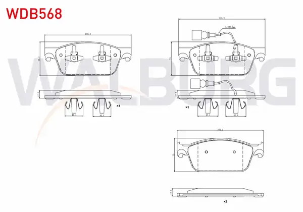 WALBURG WDB568 | Fren Balata Ön Fişli Volkswagen Transporter VI