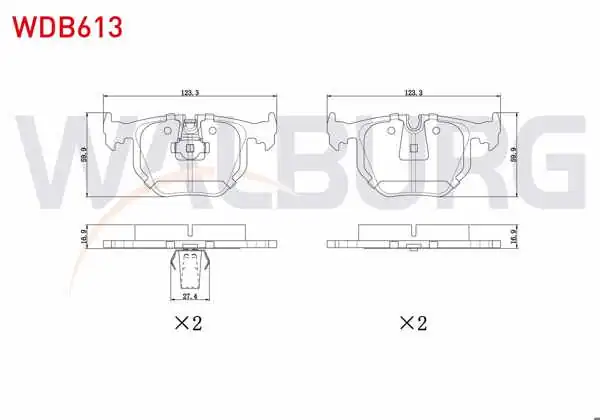 WALBURG WDB613 | Fren Balata Arka Land Rover Rangerover III 3.0 TD 6 2002-2012 / BMW X5 3.0 D 2000-2007 / (E53) 3.5 Xd 2000-2007 / (E53) 4.4 2000-2007 / BMW X3 (E83) 2.0 D 2004-2010 / (E83) 3.0 D 2004-2010 / (E83) 2.5 2004-2010