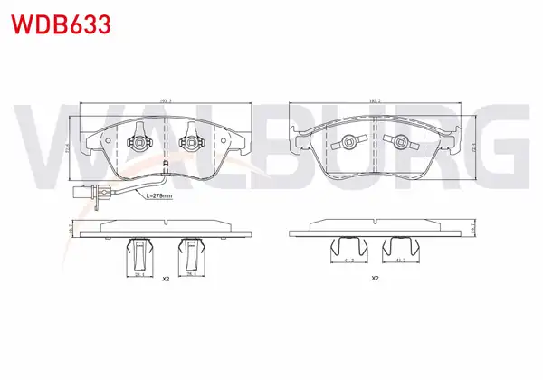 WALBURG WDB633 | Fren Balata Ön Fişli Audi A8 4e_ 3 0 TFSI 2003 2010 Audi A8 4e_ 4 2 V8 TDI 2003 2010 Audi A8 4e_ 3 7 2003 2010