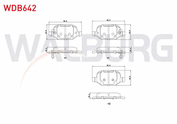 WALBURG WDB642 | Fren Balata Arka Fiat 500l 1 6 Mjt 2012 500l 1 3 Mjt 2012 500l 0 9 2012 500l 1 4 2012
