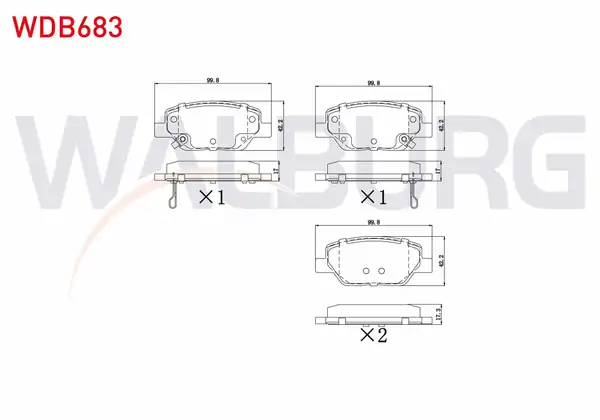 WALBURG WDB683 | Fren Balata Arka Ikazlı Fiat Egea 1 3 Mjt 2015 Egea 1 6 Mjt 2015 Egea 1 4 16v 2015 Egea 1 6 16v 2015