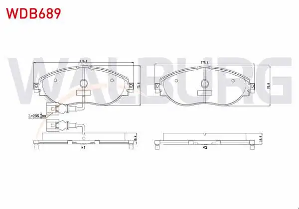 WALBURG WDB689 | Fren Balata Ön Fişli VW Passat (3C5) 1.4 TSI 2008-2012 / 1.6 TDI 2008-2012 / 2.0 TDI 2008-2012 / Golf VII (5G1) 2.0 TSI 2012-/ Passat (3G2) 2.0 TDI 2014-/ Seat Leon 2.0 TFSI 2012-/ Audi A3 2.0 TFSI 2012 -