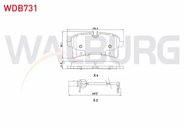 WALBURG WDB731 | Fren Balata Arka Fişli Audi A8 4h_ 3 0 TDI 2009 3 0 TFSI 2009 4 2 TDI 2009 2 0 TFSI 2009 4 0 TFSI 2009 4 2 FSI 2009