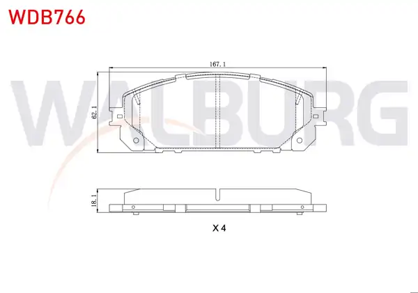 WALBURG WDB766 | Fren Balata Ön Tel Delikli Jeep Cherokee (Kl) 2.0 Crd 2014-/ Cherokee (Kl) 3.2 V6 2014 -
