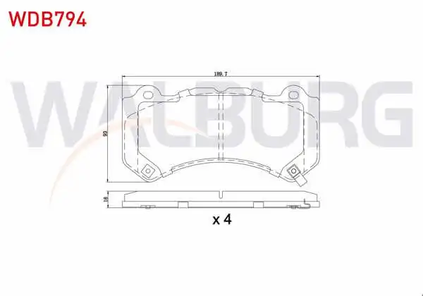 WALBURG WDB794 | Fren Balata Ön Ikazlı Jeep Grand Cherokee IV (Wk,Wk2) 3.0 Crd 2010 -