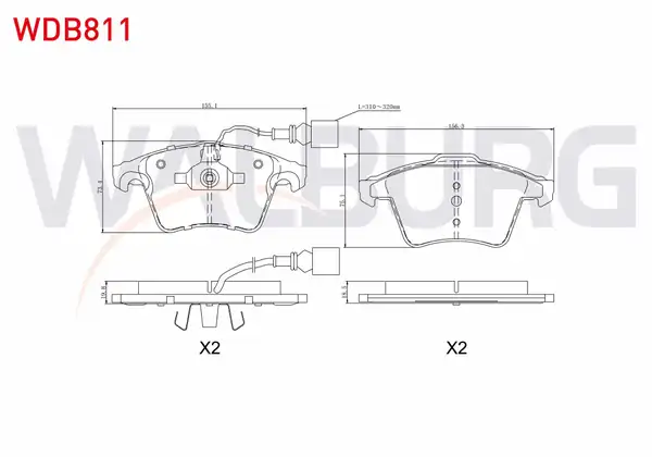 WALBURG WDB811 | Fren Balata Ön Fişli Volkswagen Touareg