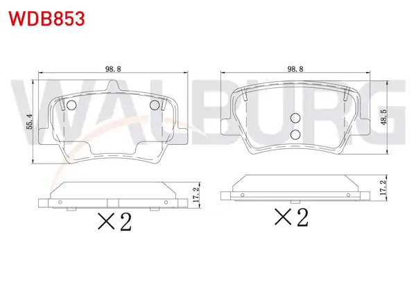 WALBURG WDB853 | Fren Balata Arka Volvo Xc40 1 5 T3 2018 Xc40 2 0 D3 2018 Xc40 2 0 D4 2018