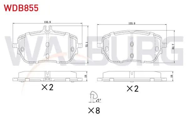 WALBURG WDB855 | Fren Balata Ön Mercedes A 180 D 200 W177 2018 CLA 18 D 200 C118 2019