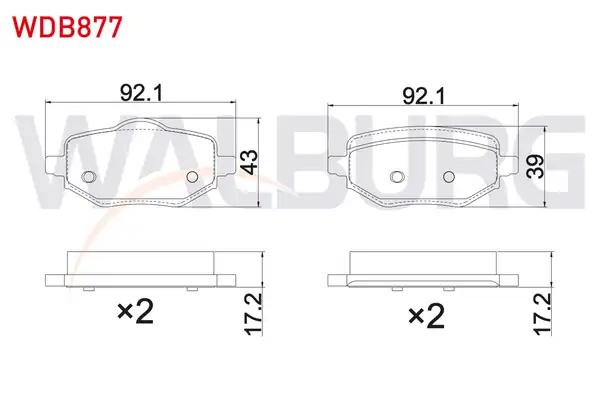 WALBURG WDB877 | Fren Balatası Arka Peugeot 208 II 2008 II Ds3 Crossback 1 2 Puretech 1 5 Bluehdi 2019 Opel Corsa F 1 2 1 5 D 2019 Citroen C4 X