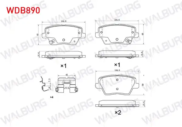 WALBURG WDB890 | Fren Balata Arka Ikazlı Hyundai i30